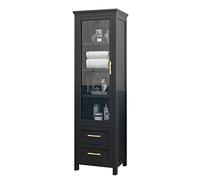 WDSOPK 63" wood Tall Narrow Cabinet, Freestanding Storage Cabinet 3 layer with Doors and 2 drawer for Bathroom Living Room Kitchen or Office Space (A 50 * 35 * 160cm)
