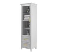 WDSOPK 63" wood Tall Narrow Cabinet, Freestanding Storage Cabinet 3 layer with Doors and 2 drawer for Bathroom Living Room Kitchen or Office Space (B 40 * 30 * 160cm)