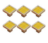WDSOPK 6pcs American Style Crystal Glass Door Knobs,Square Chrome Handle Pulls for Cabinet Drawer Closet Dresser Cupboard Wardrobe Furniture Door Kitchen & Girls's Roo(Yellow)