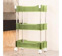 WDSOPK Acrylic Rolling Utility Cart, Multifunction Storage Trolley with Lockable Wheels for Bathroom, Laundry, Kitchen(Green-3 Tier
