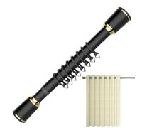 WDSOPK Adjustable Telescopic Shower Curtain Rod 70-510 cm 33 mm Diameter No Drill Non-Slip for Bathroom & Closet Fits 240-360 cm Black Color(Nero-390-510cm)