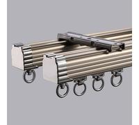 WDSOPK Aluminum Alloy Double Curtain Tracks for Living Room Bedroom Heavy Duty Luxury Thick Customizable Length(Champagne-Length 200cm)