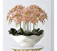 WDSOPK Artificial flowers Orchid Artificial Phalaenopsis Flowers Rubber Silk Cloth Faux Orchids Porcelain Vase Orchids Artificial Plants natural look,A(E)