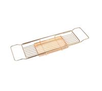 WDSOPK Bath Tub Tray Caddy with Extendable and Adjustable Dividers Shower Organizer for Home Bathroom Luxury Bathing Experience Perfect for Couples (Gold)