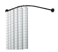 WDSOPK Bathroom Curtain Pole Curved Corner Shower Curtain Rod L-Shaped Extensible 304 Stainless Drill Free Install Thickened anti-droop(B)