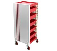 WDSOPK Beauty salon trolley Hairdressing Trolley - Beauty Tool Trolley with 5 Trays, ABS and Stainless Steel, Rolling Bar Cart for Hair Salon, Mobile Hairdressing Storage S(Rosso-37x34x88cm