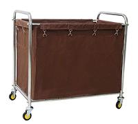 WDSOPK Blue Laundry Sorter Cart with Movable Cover & Handle Rolling Kitchen Storage Trolley for Hotel Linen Service Room Lobby Hand Trucks on Wheels 92X56X89C(Brown-92X56X89Cm