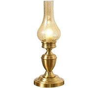 WDSOPK Brass Desk Lamp V-intage Desk Lamp/Table Light/Bed Learn Office Household Illumination, with Glass Sunshade, Brass Base and Button Switch,Bright Lighting,