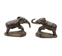 WDSOPK Brass Mini Statue Ornaments Decoration Sculptures 2Pcs Antique Copper Elephant Figurines Miniatures Tea Pets Desktop Ornaments Animal Small Statue Lucky Home Decorations