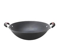 WDSOPK cast Iron Wok Big Round Bottom Uncoated Non Stick Double Ear Fryin Pan Casserole Kitchen Pots Cookware（Round Bottom 34 Cm）