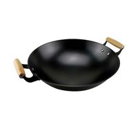 WDSOPK cast Iron Wok Double Ear Round Bottom Big Uncoated Non Stick Wok Casserole Kitchen Cooking Pot（32cm X H9.5cm）
