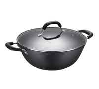 WDSOPK cast Iron Wok Non Stick Double Ears No Coating Large Cauldron Cookware Gas Induction Cooker Universal（32cm）