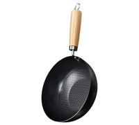 WDSOPK cast Iron Wok Non-Stick Small No Coating Universal Frying Pan Wood Handle Deepened（20cm）