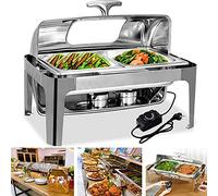 WDSOPK Chafing Dish Buffet Set, Stainless Steel Food Buffet Servers and Warmers with Lid, Catering Food Warmers for Kitchen Party Banquet Dining, 9L - Multiple Choices（1/2 SIZE PAN）