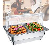 WDSOPK Chafing Dish, Stainless Steel Catering Food Warmers Chafing Dish, 9L Commercial Buffet Server with Warming Tray for Buffet Wedding or Party, 600W（1/2 SIZE FOOD PAN）