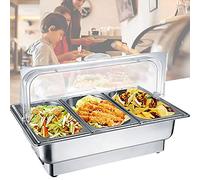 WDSOPK Chafing Dish, Stainless Steel Catering Food Warmers Chafing Dish, 9L Commercial Buffet Server with Warming Tray for Buffet Wedding or Party, 600W（1/3 SIZE FOOD PAN）