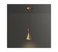 WDSOPK Chandeliers, Mid Century Modern LED Ceiling Pendant Light Brushed Copper Rustic Wood Black Hanging Lamp Cone Gold Small Chandelier Compatible with Farmhouse Ki(Gold)