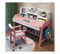WDSOPK Computer desk Home Office Desk Study Desk with Storage Drawers Modern Wooden Home Office Desk,Workstation for Study Play Work Bedroom Home Office（Pink-84x60x110cm）