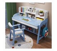 WDSOPK Computer desk Home Office Desk Study Desk with Storage Drawers Modern Wooden Home Office Desk,Workstation for Study Play Work Bedroom Home Office（Blue-84x60x110cm）
