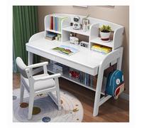 WDSOPK Computer desk Home Office Desk Study Desk with Storage Drawers Modern Wooden Home Office Desk,Workstation for Study Play Work Bedroom Home Office（White-84x60x110cm）