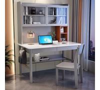 WDSOPK Computer Desk with Drawers & Desktop Hutch, Modern Student Study Table/Workstation with Bookshelf for Home Office - Home（Grey-39Inch）