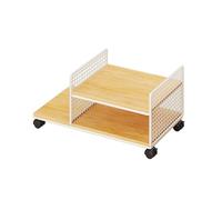 WDSOPK CPU Stand CPU Stand Printer Shelf Desktop Case Mobile Cart Holder with Locking Caster Wheels Multifunctional Storage Rack Computer Mid-Tower Case (Natural)