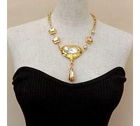 WDSOPK Cultured White Flower Freshwter Pearl Gold color Chain pendant Necklace 20"