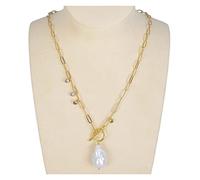 WDSOPK Cultured White Pearl Baroque Pearl Pendant Four Seasons Chocker Chain Necklace 18inch for Women Pendant necklace