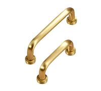 WDSOPK Cupboard Handles,Copper Knobs,2 Pcs Drawer Handles Vintage Furniture Handles Brass Gold Kitchen Handles for Cupboards 35mm-320mm Cabinet Handles(Gold-192mm/7.6in)