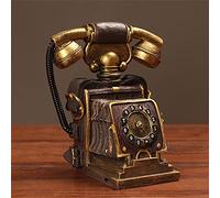 WDSOPK Decorative Telephones Retro Resin Phone, Rotary Dial, Muti-Function Traditional Bell Ring Non-Slip, Traditional Bell Ring Vintage Appearance, Gold