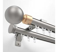 WDSOPK Double Curtain Rod Set 2.2~19.6ft Heavy Duty Aluminum Alloy Drapery Rods for Living Room & Bedroom Luxury Gold Room Divider Thick and Durable(Grey-75cm)