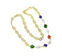 WDSOPK Freshwater Cultured White Baroque Pearl Mix Color Murano Glass Sweater chain Long Necklace 44'' Lady Fashion Jewelry Gifts