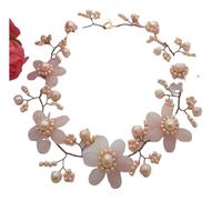 WDSOPK Freshwater Pearl Rose Quartz Flower wrap Necklace