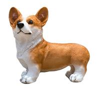 WDSOPK Garden Ornaments, Realistic Corgi Dog Statue, Animal Memorial Figurines, Resin Sculpture Waterproof, Decorated In Outdoor Home Courtyard Grass,Black Gift(Yellow)