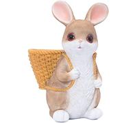 WDSOPK Garden Sculpture Cute Rabbit Succulent Plant Pot, Bunny Carrying Basket Statue For Balcony Outdoor Patio Ornament Garden Decoration