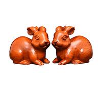 WDSOPK Garden Statues Garden Statues Decor Yard Art Animal Sculptures, Rabbit Statues For Home Decor - A Pair Lucky Feng Shui Ornaments Rabbit Statue Animal Figurines Rosewood C