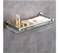 WDSOPK Glass Bathroom Shelf with Towel Bar and Movable Hook Shower Shelf Single Layer Wall Mounted Storage For Kitchen Bathroom (1 Tier 60cm)