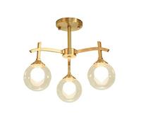 WDSOPK Gold Mid Century Chandelier Modern Chandelier Pendant Light G9 Brass Finished with Transparent Glass Lampshade Dining Kitchen Island Bedroom Lighting-Copper 3