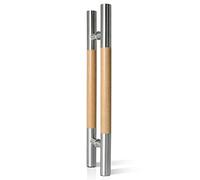 WDSOPK Heavy Duty Sliding Barn Door Handle Set, Solid Wood Pull & Push with 304 Stainless Steel Grab Bar, Back to Back Installation, 150cm/59inch, Silver Finish