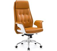 WDSOPK Home Office Desk Chair, Arm Chair Executive Office Chair PU Computer Recliner for Home Office, Heavy Duty Leather Office Chairs with Backrest Adjustment, Ergonomic Swivel（Orange-One Size）