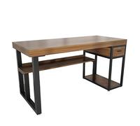 WDSOPK Home Office Solid Wood Computer Desk With CPU Stand, 5CM Pine Tabletop Study Desk Workstation With Sturdy Metal Stand, Width 120-280CM（140X70X75CM）