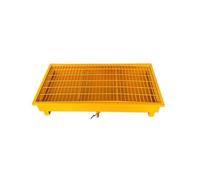 WDSOPK Industrial Spill Control Pallet, Plastic/Steel Drum Spill Platform with Drain, Durable Metal Containment Tray on Wheels, Yellow, 49.2x25.6x9.4in, Ideal for Warehouse(Yellow-49.2x25.6x9.4in)
