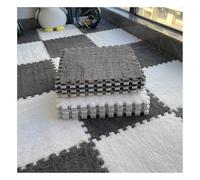 WDSOPK Interlocking Foam Mats - 12" x 12" Soft Plush Area Rug Tiles - 6mm Thick Comfortable Puzzle Play Mat (Grey+white 50Pcs)