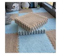 WDSOPK Interlocking Foam Mats - 12" x 12" Soft Plush Area Rug Tiles - 6mm Thick Comfortable Puzzle Play Mat (Light Blue+coffee 50Pcs)
