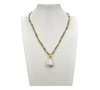 WDSOPK Jewelry 19inch 6mm Green Kyanite Necklace Cultured White Pearl Pendant Pendant necklace
