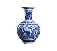 WDSOPK Jingdezhen Blue and White Porcelain Flower Vase, Large Handmade Chinese Dargon Ceramic Vase, Asian Decorative Vase for Centerpieces,Kitchen,Office, Living Room,Wedding,Gifts (A)