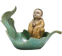WDSOPK Little Monk Copper Statue Figurine Back Flow Incense Sculpture Desk Decor Ornaments Crafts For Home Living Room Decoration 15X20.5X14Cm