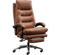 WDSOPK Luxury Genuine Leather Executive Office Desk Chair with Footrest High Back Swivel Task Chair for Home Office Ergonomic Design for Comfort（Brown-One Size）