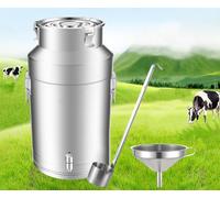 WDSOPK Milk Can with Spigot, Airtight Silicone-Sealed Lid 201 Stainless Steel Milk Can, for Home, Farm, Kitchen Storage,Silver,64L/16.8Gallon (Silver 76L/20Gallon)