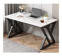 WDSOPK Modern Gaming Computer Desk for Home Office Simple Luxury Writing Table 80 140cm Stylish Study Desk for Bedroom（White-100cm black frame）